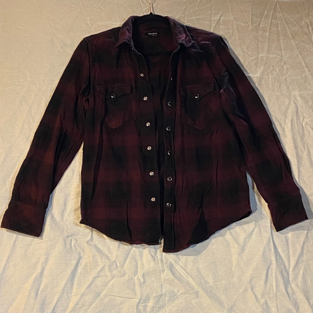 Talula Burgundy and Black Plaid Shirt